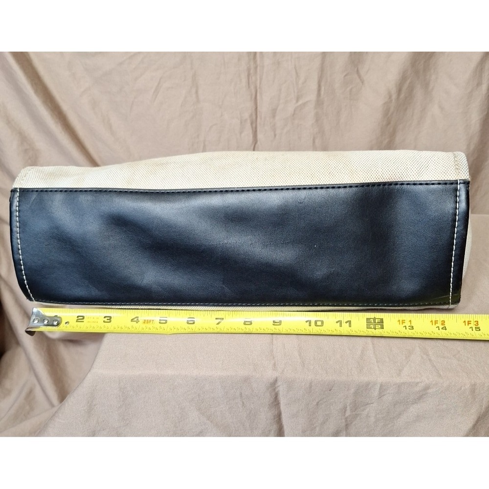 Vintage Guess Canvas Tote w Chain Handles 90s Retro Large Y2K Black Trim Metal - Picture 16 of 16